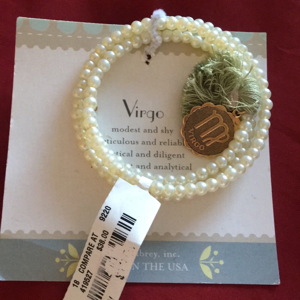 Virgo faux pearl charm bracelet